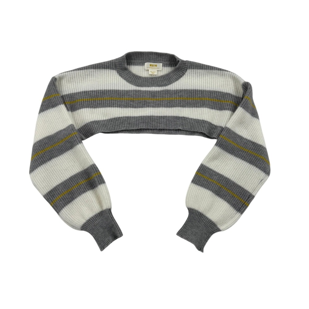 Maeve Anthropologie Shrug Women One Size Grey White Striped Excellent Cropped